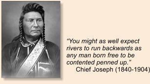 You might as well expect rivers to run backwards as any man born free to be contented penned up. Chief Joseph (1840-1904)
