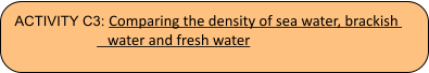 ACTIVITY C3: Comparing the density of sea water, brackish      water and fresh water